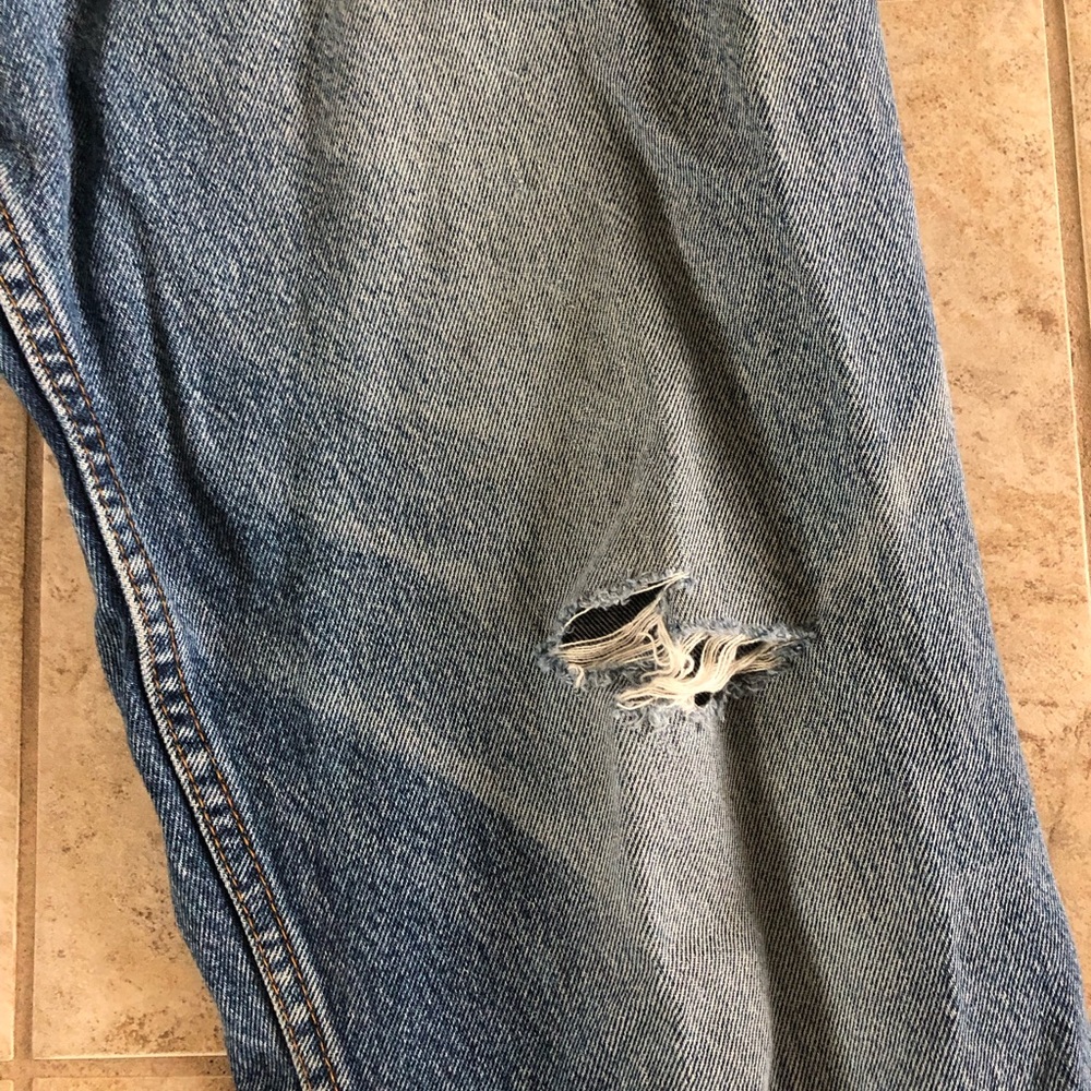 Full Blue Registered Vintage Straight Leg Distressed Jeans Retro High Rise - Picture 16 of 16